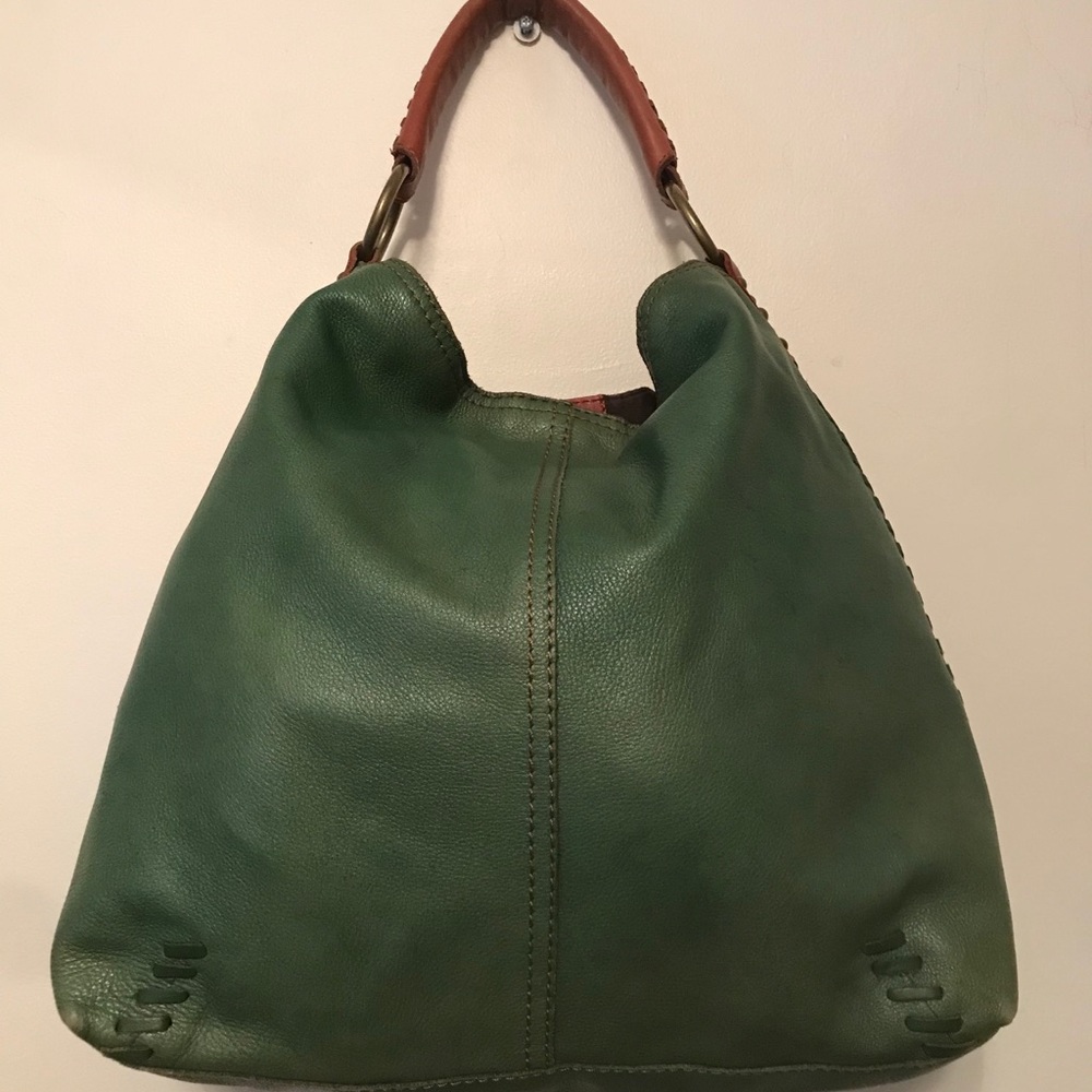 LUCKY BRAND HOBO WHIP STITCH LEATHER HOBO BAG